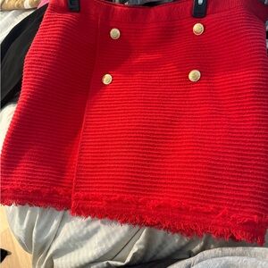 Jcrew Elegant Red Skirt with Gold Accents